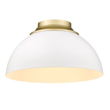 Golden 6956-FM OG-WHT - Yep by Golden Lighting Zoey 3-light Flush Mount in Olympic Gold and Matte White shade